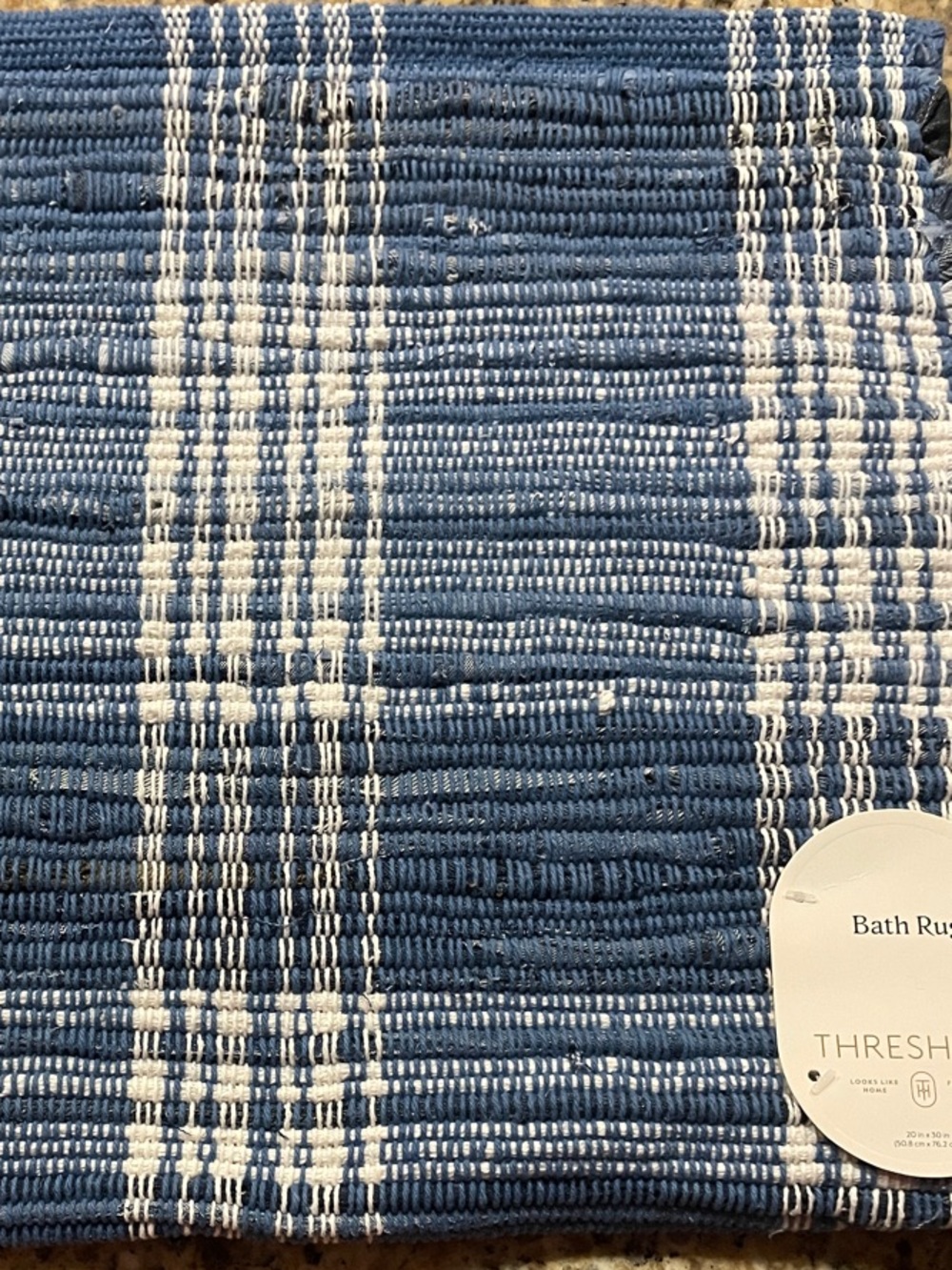 Threshold Blue and White Woven Bath Rug